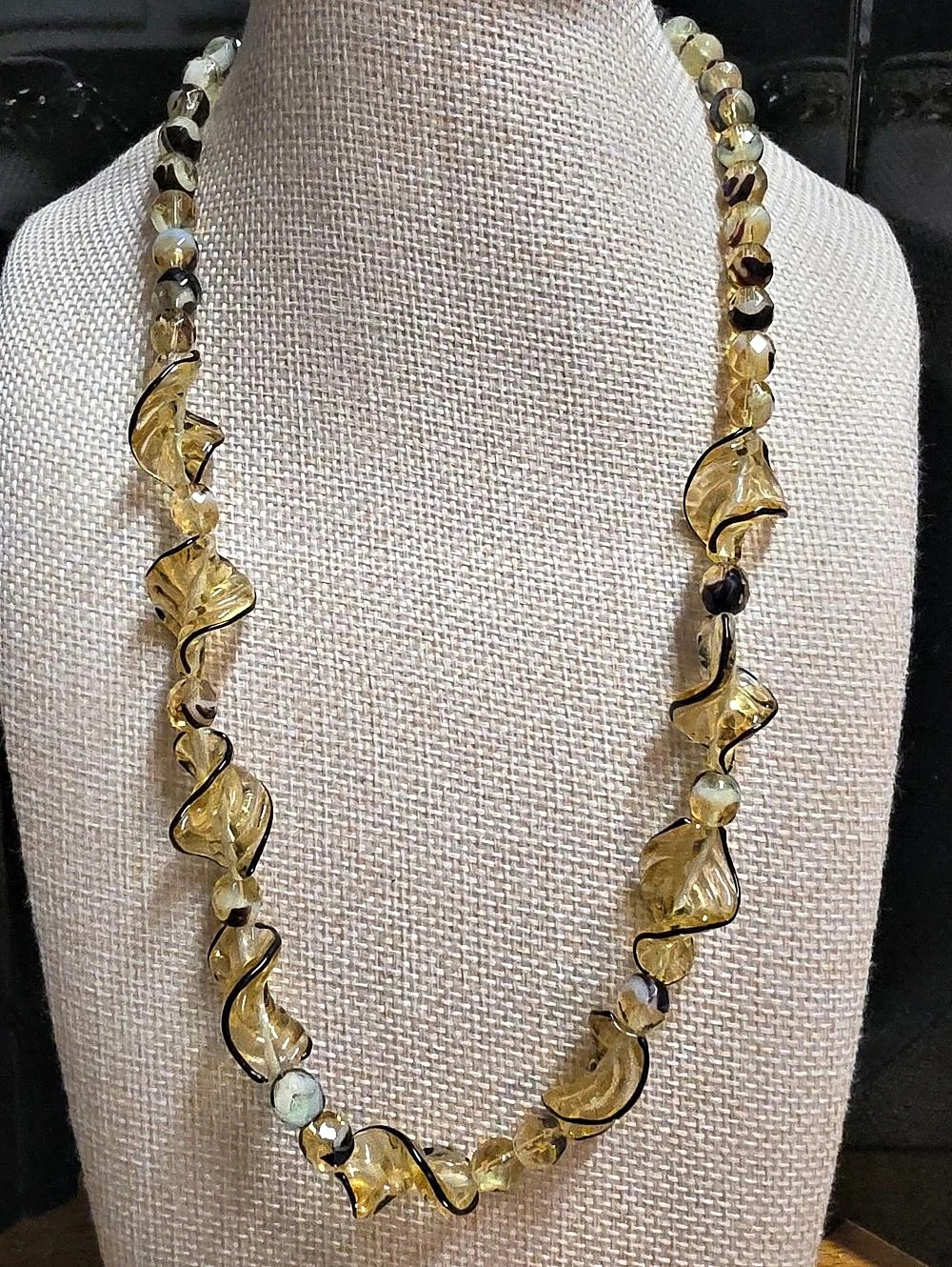 Vintage Artisan Lampwork Tortoise Shell Art Glass